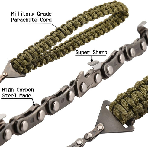 Pocket Chainsaw with Paracord Handle 36 Inches 16 Teeth Long Chain Hand Saw Fast Wood & Tree Cutting Emergency Survival Gear Best for Camping Back...